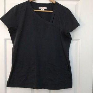 Koi Asymmetric Neck Scrub Top